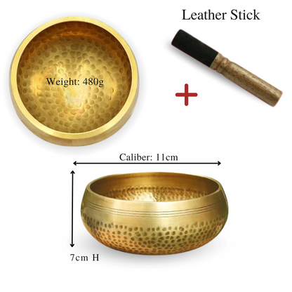 Handmade Tibetan Singing Bowl – Brass Buddha Sound Bowl with Leather Stick for Yoga, Meditation & Chanting