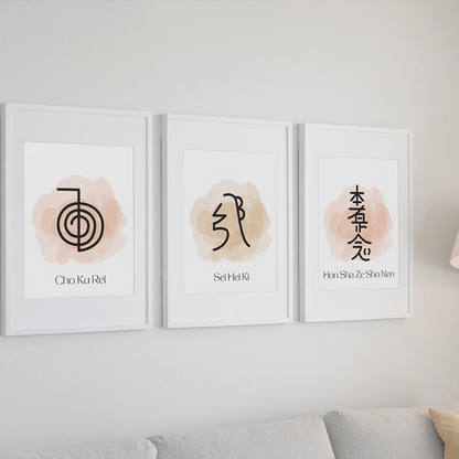 Reiki Symbols Healing Canvas – Cho Ku Rei, Sei He Ki & Dai Ko Myo Art Prints for Clinic & Home Décor