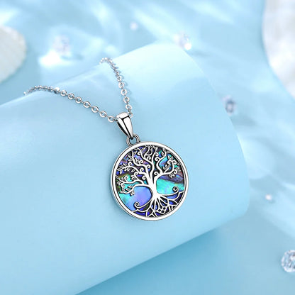 925 Sterling Silver Tree of Life Pendant – Abalone Shell Necklace for Women, Elegant Fashion Jewellery Gift