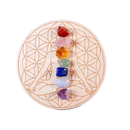 7-Piece Chakra Healing Crystal Set with Wooden Seven Star Array – Natural Stones & Gravel Chips for Home Décor & Spiritual Gifts