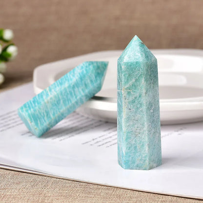 Amazonite Healing Crystal Point – Green Quartz Obelisk for Reiki, Energy Balance & Home Décor