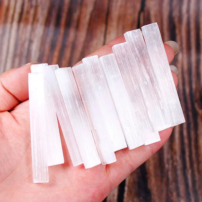 10pcs Natural Selenite Crystal Sticks – White Gypsum Quartz for Healing, Meditation & Mineral Specimen Collection