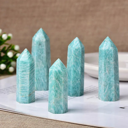 Amazonite Healing Crystal Point – Green Quartz Obelisk for Reiki, Energy Balance & Home Décor