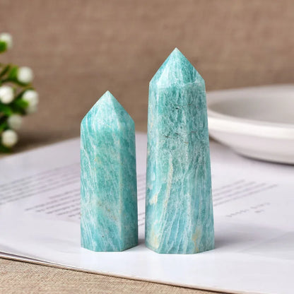 Amazonite Healing Crystal Point – Green Quartz Obelisk for Reiki, Energy Balance & Home Décor