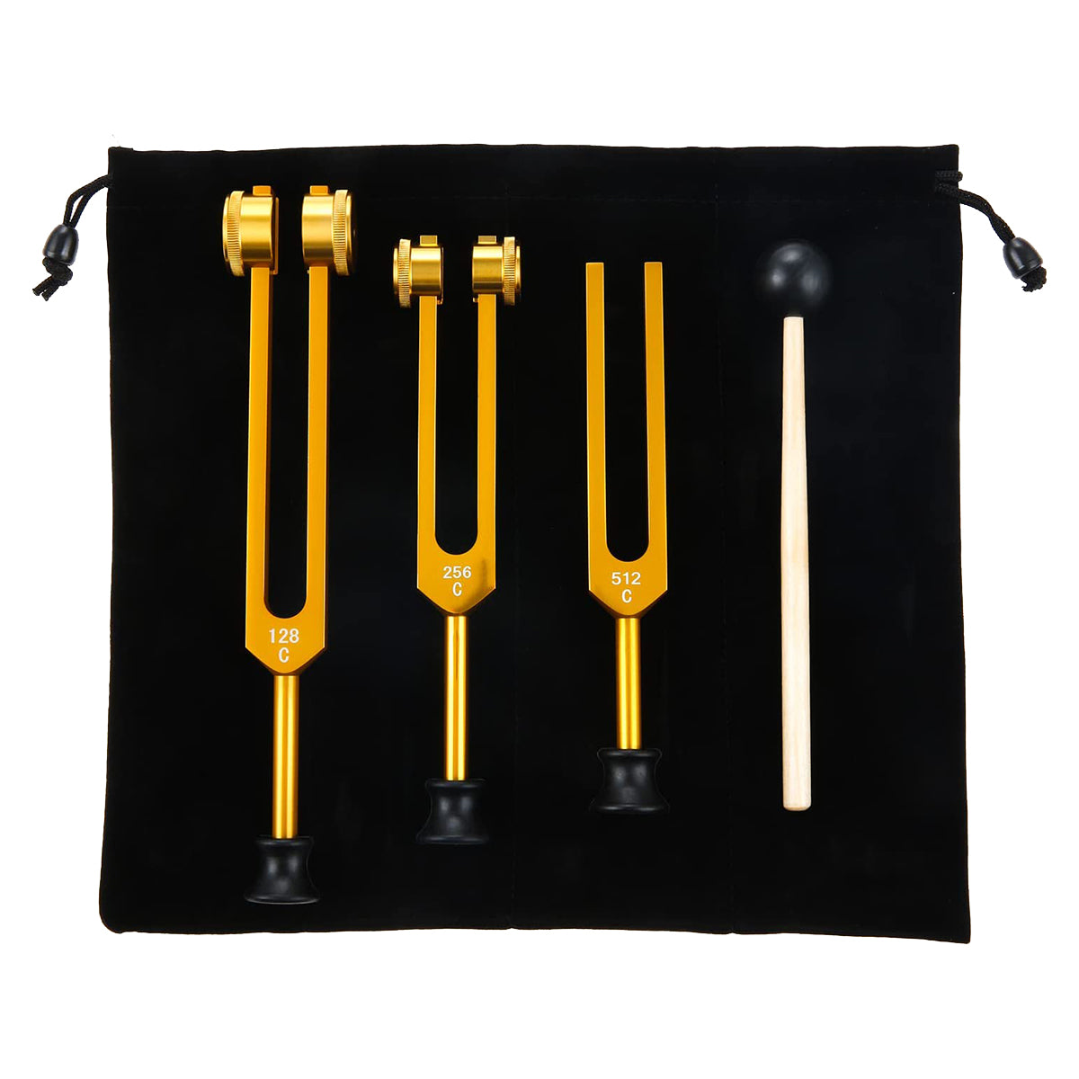 3-Pack Gold Tuning Fork Set – 128Hz, 256Hz & 512Hz for Healing, Chakra Balancing & Sound Therapy