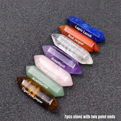 14-Piece Chakra Healing Crystal Set – Pointed Quartz & Hexagonal Rose Quartz for Meditation & Home Décor