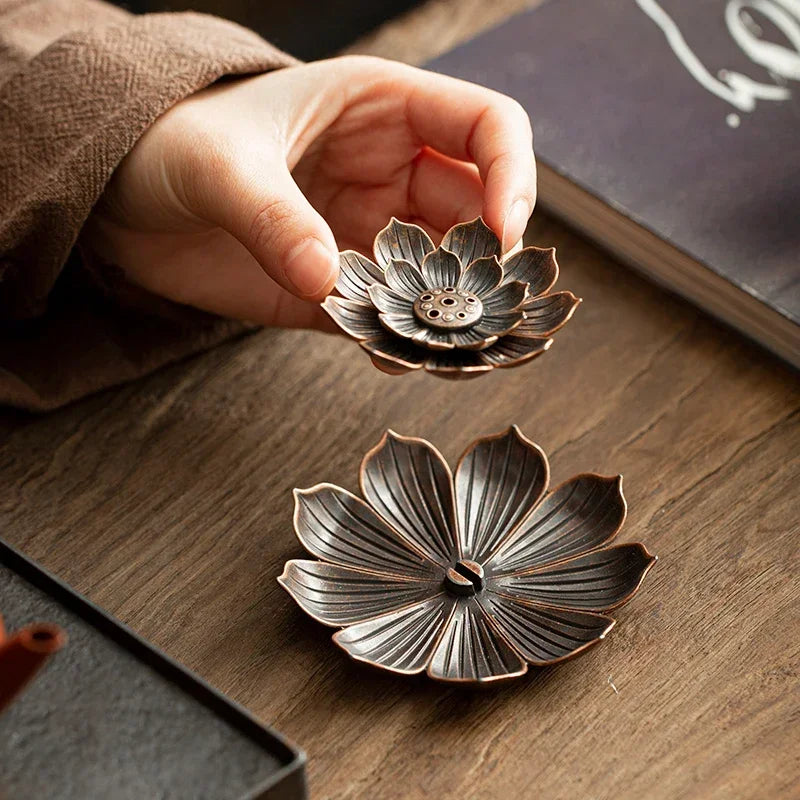 Porous Lotus Incense Holder – Zen Sandalwood Burner Tray for Line Incense & Meditation Accessories