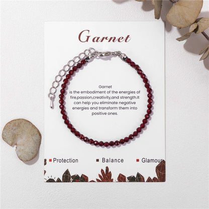 3mm Faceted Gemstone Healing Bracelet – 15 Natural Crystal Variants for Reiki & Elegant  Jewellery Gifts for Women