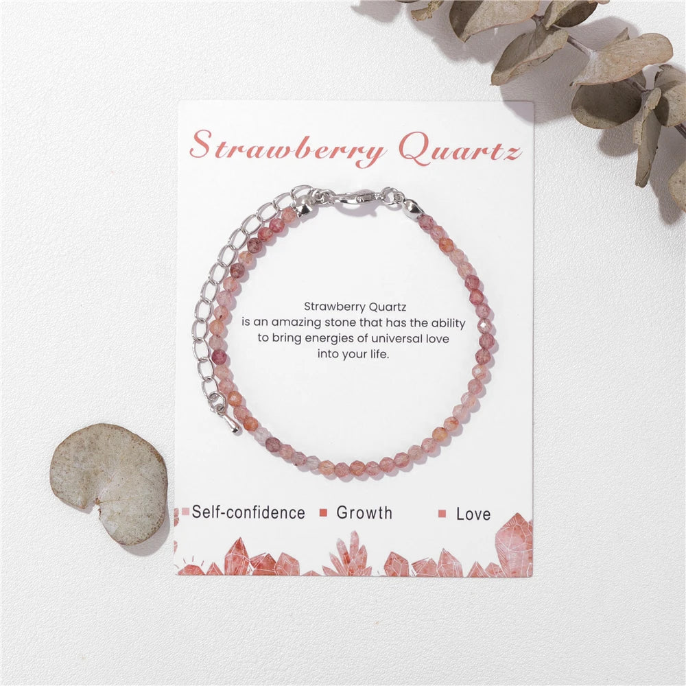 3mm Faceted Gemstone Healing Bracelet – 15 Natural Crystal Variants for Reiki & Elegant  Jewellery Gifts for Women