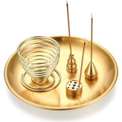 Incense Burner Set with Tray – Elegant Desk & Tabletop Ornament for Housewarming, Yoga, and SPA Décor