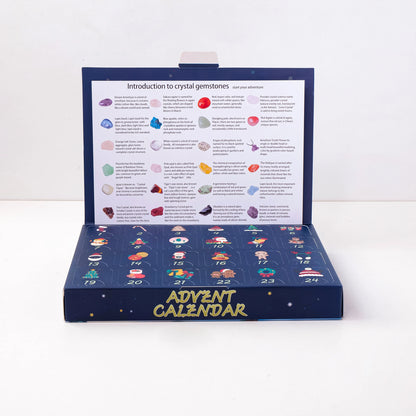 Christmas Advent Calendar – Crystal & Mineral Gift Box with Polished Stones, Raw Crystals & Chakra Gems Collection