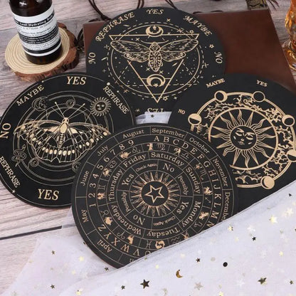 Wooden Star Divination & Pendulum Board – 15cm Witchcraft Communication Mat for Fortune Telling & Spiritual Guidance