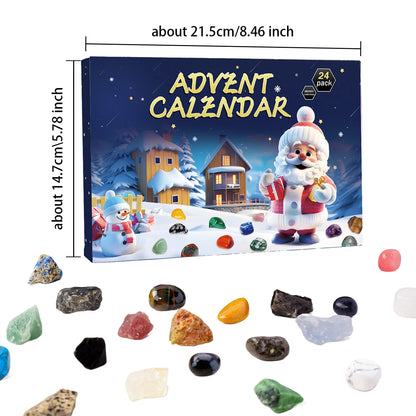 Christmas Advent Calendar – Crystal & Mineral Gift Box with Polished Stones, Raw Crystals & Chakra Gems Collection