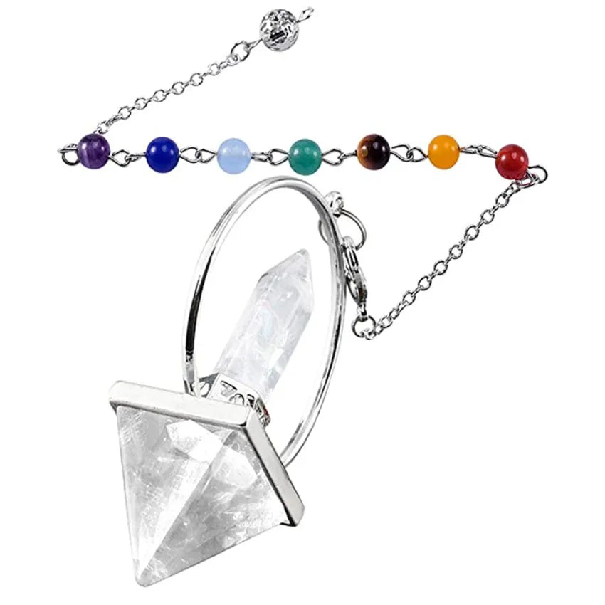 7 Chakra Reiki Healing Pendulum – Natural Crystal Hexagonal Prism for Dowsing & Spiritual Balance (Multiple Gemstones)