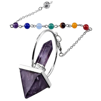 7 Chakra Reiki Healing Pendulum – Natural Crystal Hexagonal Prism for Dowsing & Spiritual Balance (Multiple Gemstones)