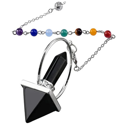 7 Chakra Reiki Healing Pendulum – Natural Crystal Hexagonal Prism for Dowsing & Spiritual Balance (Multiple Gemstones)